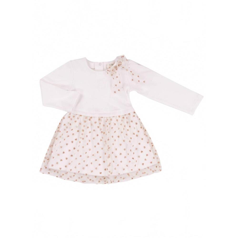 NEW EMC girls knitted fabric and mesh dress in cream